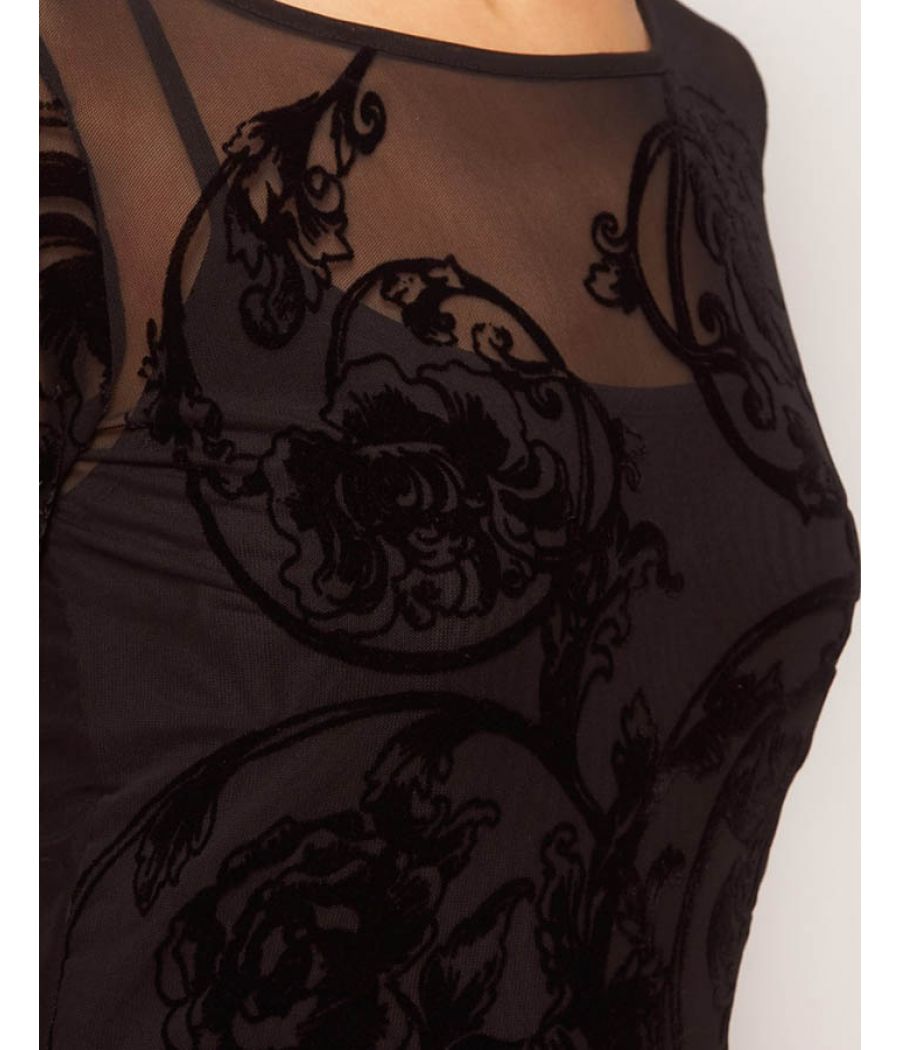 River Island Black Floral Embroidered Bodycon Dress