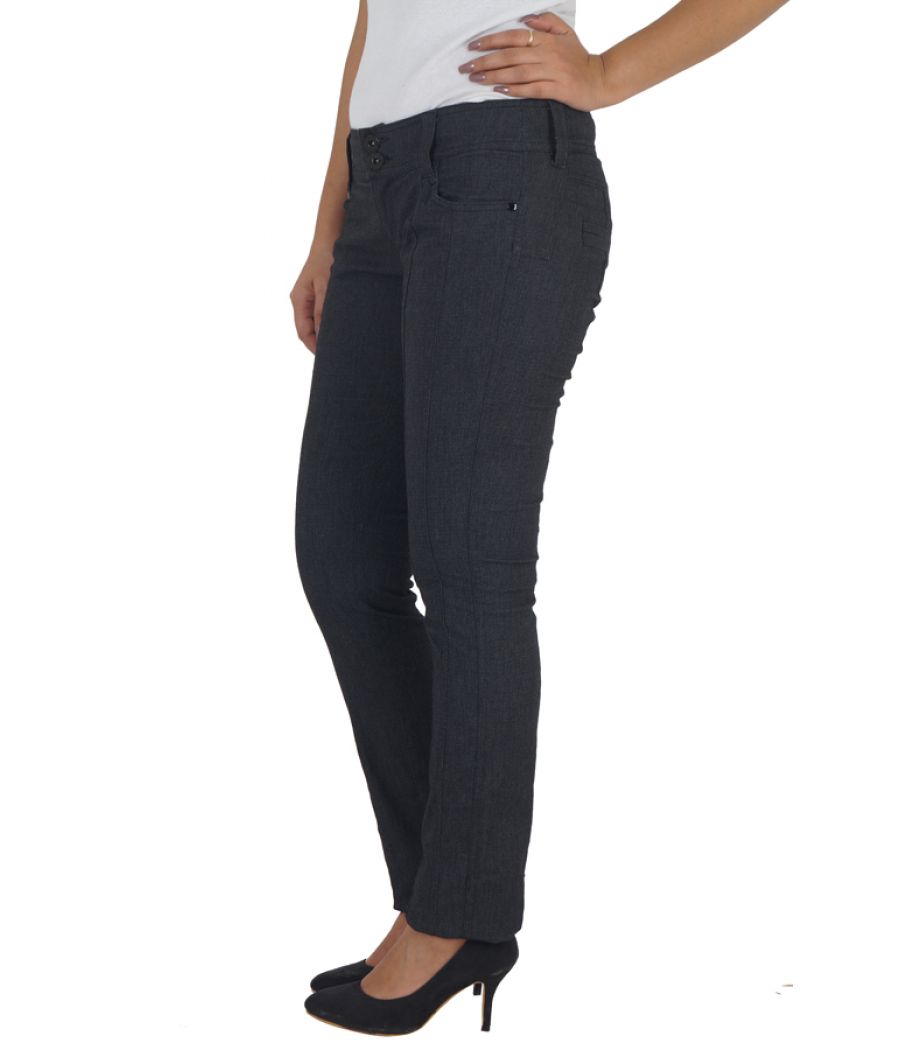 Zara Cotton Solid Flat Front Full Length Regular Waist Black Skinny Trouser
