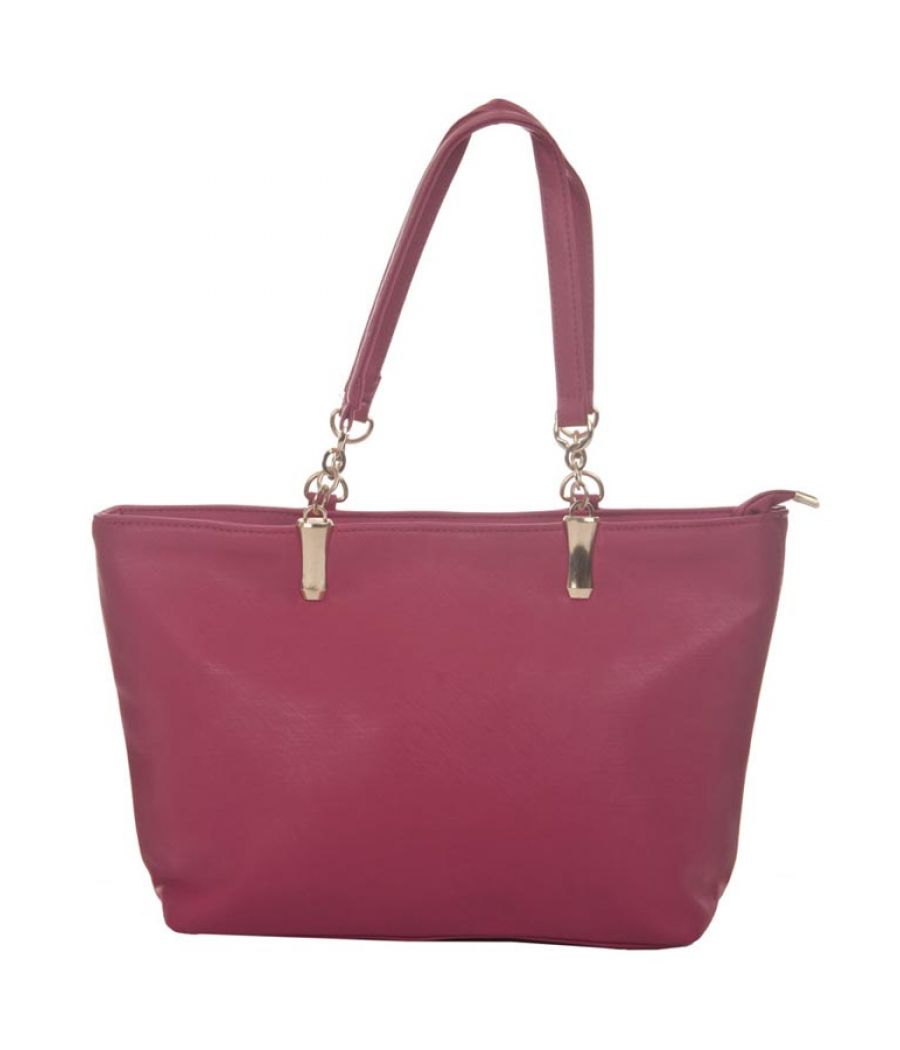 Aliado Faux Leather Solid Pink Zipper Closure Handbag 