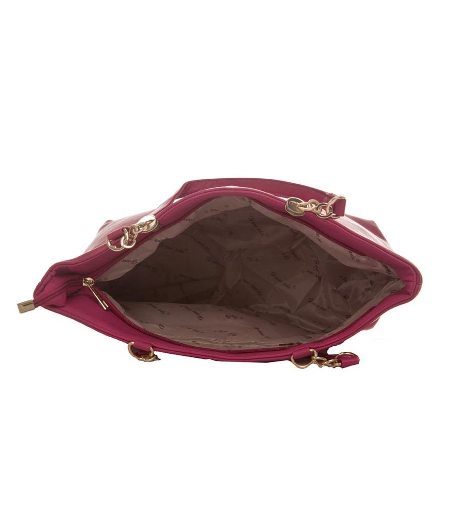 Aliado Faux Leather Solid Pink Zipper Closure Handbag 