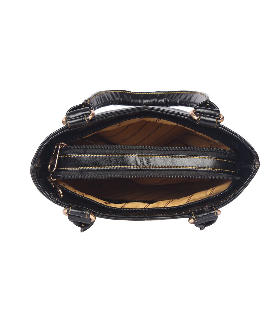 Aliado Faux Leather Black  Zipper Closure Handbag
