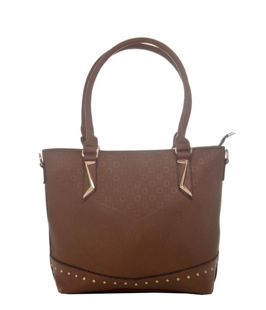 Aliado Faux Leather Solid Coffee Brown Zipper Closure Handbag Combo 