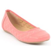 Estatos Synthetic Leather Quilted Flat Comfortable Pink/Peach bellerina/shoes