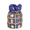Envie Cloth/Textile/Fabric Embellished Blue Coloured Potli Bag 