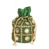 Envie Cloth/Textile/Fabric Embellished Green Coloured Potli Bag 