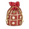 Envie Cloth/Textile/Fabric Embellished Magenta Potli Bag 