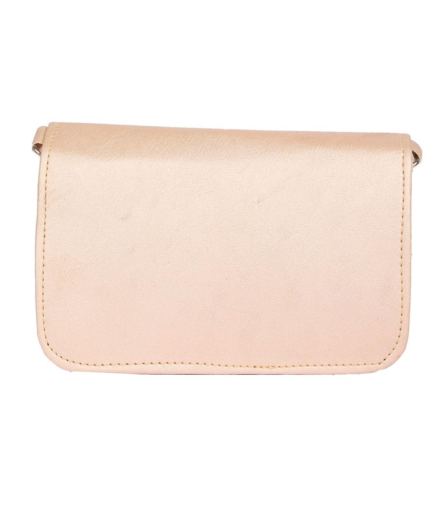 Envie Faux Leather Cream Embellished Magnetic Snap Sling Bag 