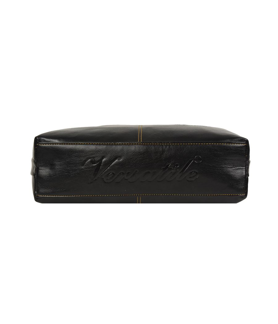 Aliado Faux Leather Solid Black Zipper Closure Formal  Handbag
