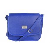 Aliado Faux Leather Solid Blue Magnetic Snap Crossbody Bag 